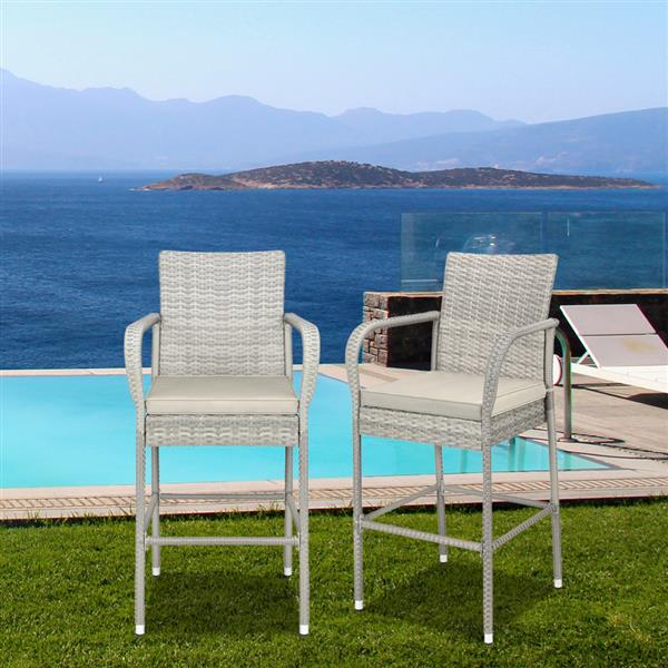 2pcs Thick Tube High Bar Chair Gray