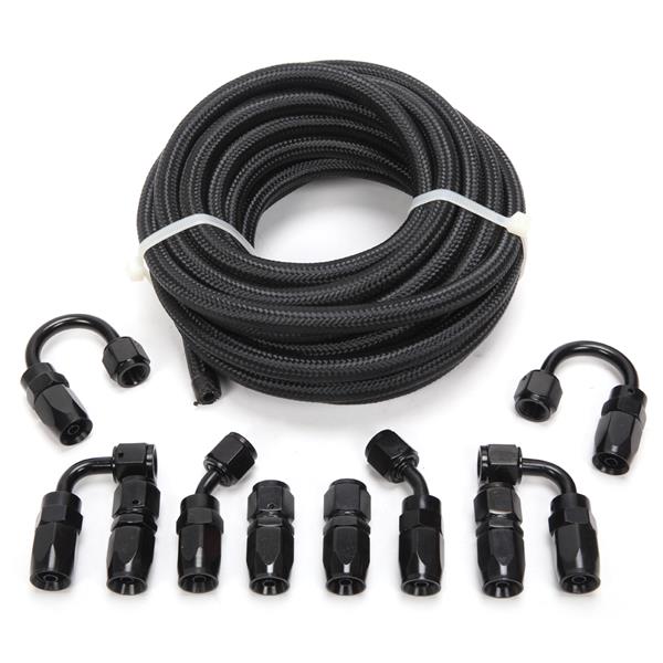 4AN 20-Foot Universal Black Fuel Pipe   10 Black Connectors