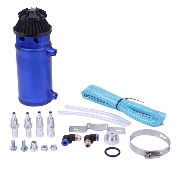 140mL Round Oil Catch Tank Double hole Oil Catch Tank with Air Filter Blue