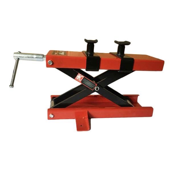 Motorcycle Steel Adjustable Scissor Lift with Fixation Clamp Red