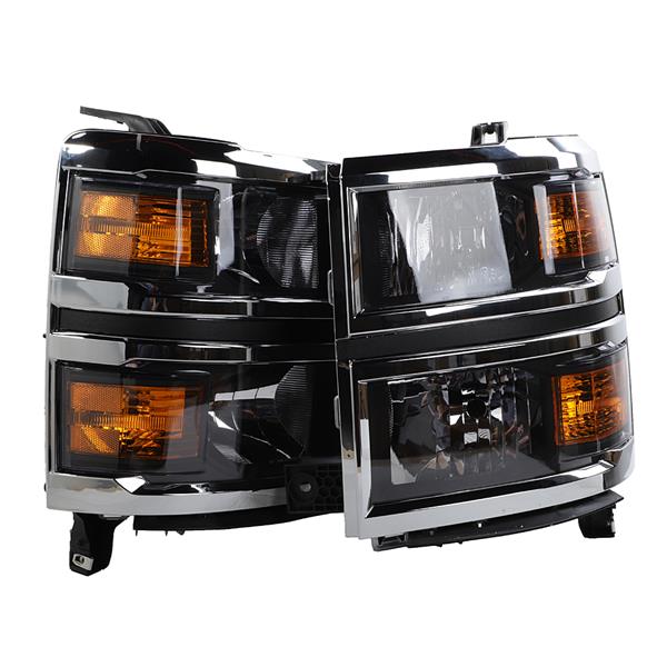 Headlights+Corner Signal Lamps LH+RH BLACK For Chevy 20933724, 20933725