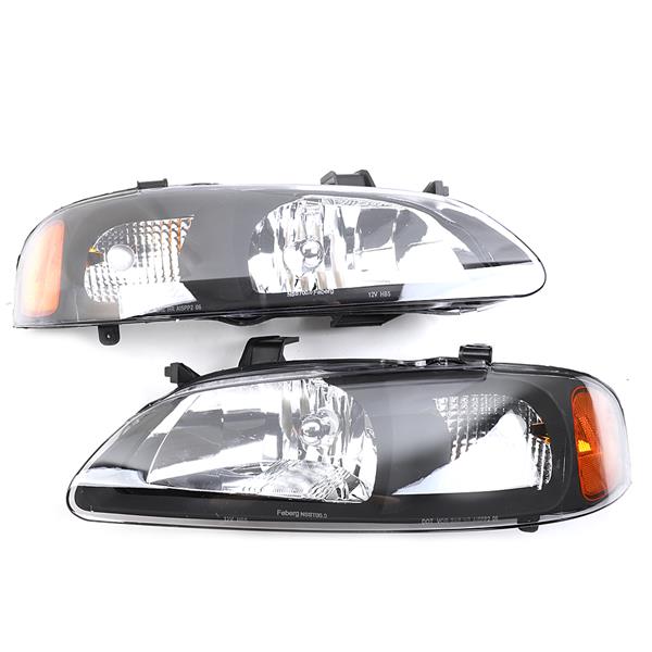 Fit 2000-2003 Nissan Sentra NI2502129 NI2503129 Black Factory 2pcs Headlights