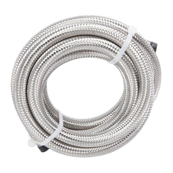 8AN 10-Foot Universal Stainless Steel Braided Fuel Hose Silver