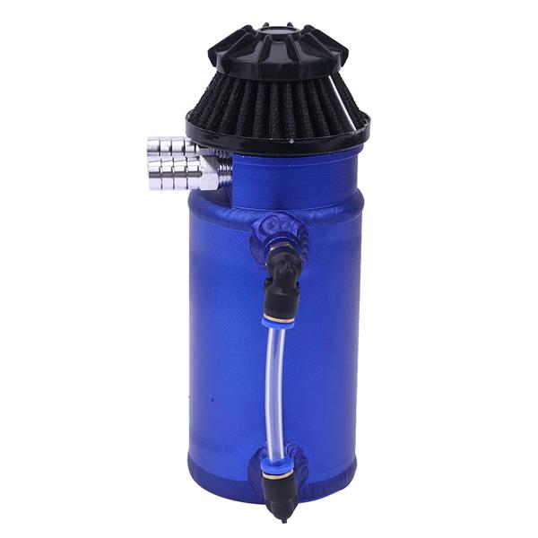 140mL Round Oil Catch Tank Double hole Oil Catch Tank with Air Filter Blue