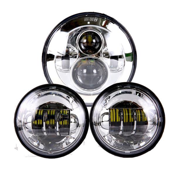 7" 6500K White Light IP67 Waterproof LED Headlight   2pcs 4.5" 6-LED Fog Lamps Kit for Vehicles