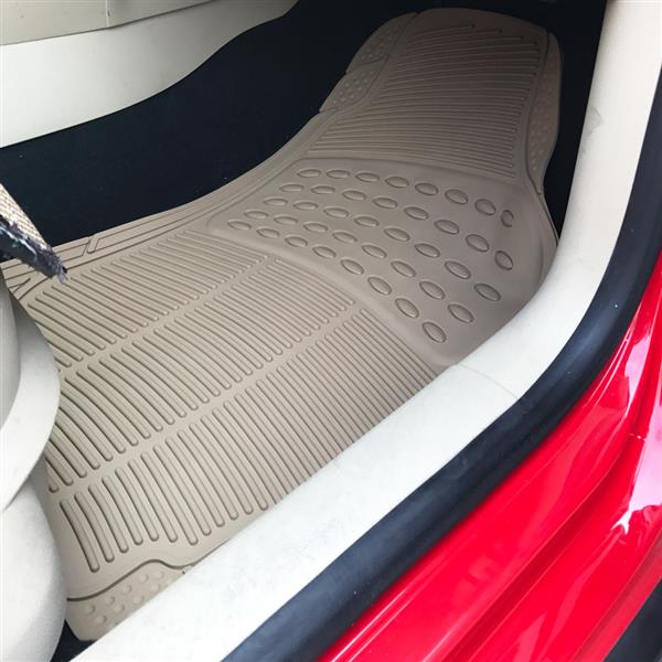 4pcs Replacement Anti-slip Rubber Car Floor Mats Beige
