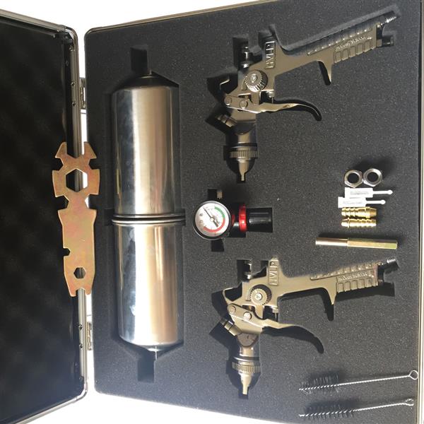 2pc HVLP Spray Gun Kit Silver