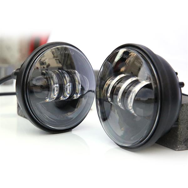 2pcs 4.5" 30W 6-LED 6500K White Light IP67 Die-cast Aluminum Fog Lamps for Harley Motorcycle Black