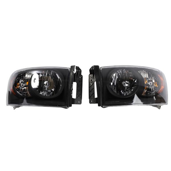 2pcs Front Left Right Headlights for Dodge RAM 1500 2006-2008/Dodge RAM 2500 3500 2006-2009 Black