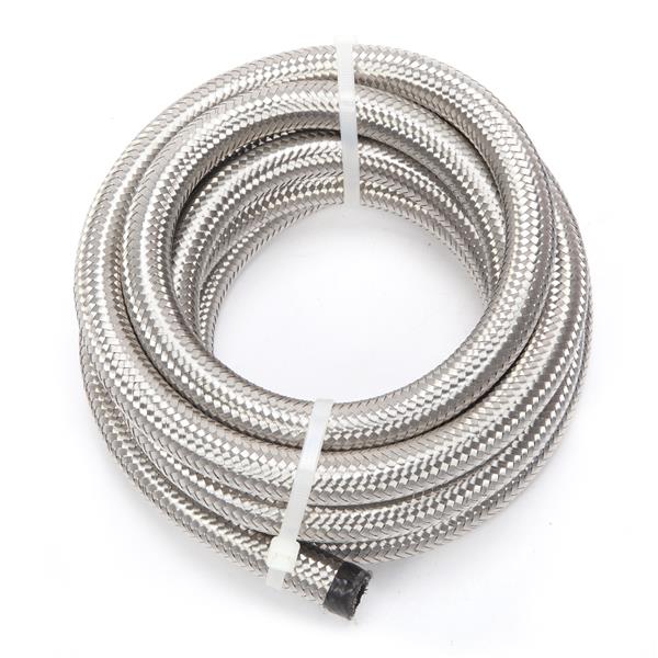 8AN 10-Foot Universal Stainless Steel Braided Fuel Hose Silver