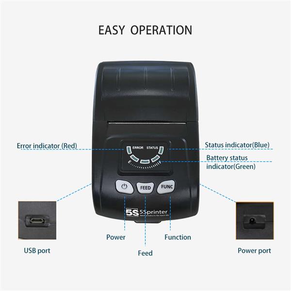 Gainscha PT-280 Steady-Selling Mobile Printer Bluetooth Printer 58mm Receipt Printing 