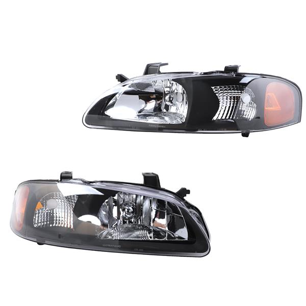 Fit 2000-2003 Nissan Sentra NI2502129 NI2503129 Black Factory 2pcs Headlights