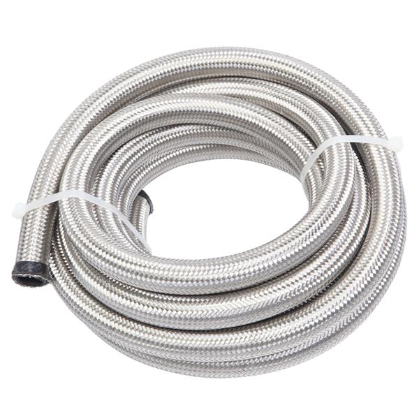 10AN 16-Foot Universal Stainless Steel Braided Fuel Hose Silver