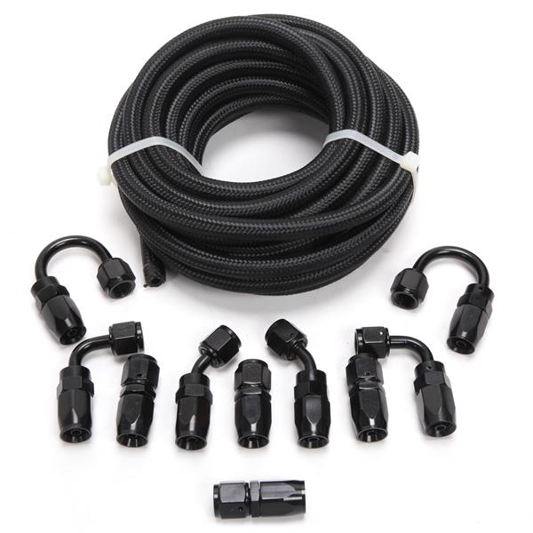 4AN 20-Foot Universal Black Fuel Pipe   10 Black Connectors