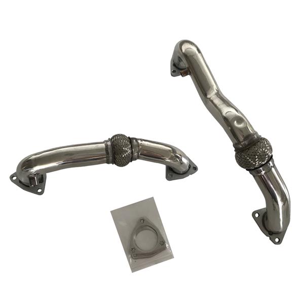 Exhaust Manifold Heavy Duty Polished Up Pipes For 2008-2010 Ford 6.4L Powerstroke Diesel No EGR