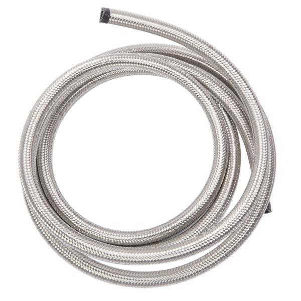 8AN 10-Foot Universal Stainless Steel Braided Fuel Hose Silver