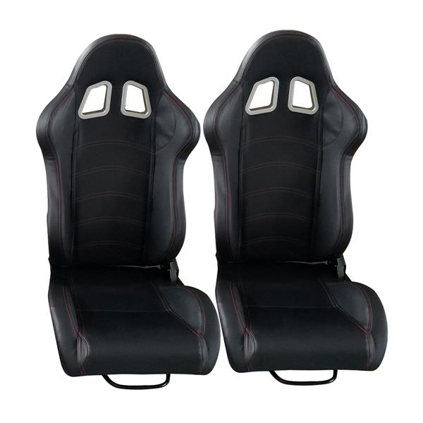 A Pair Of PVC Single Adjuster Double Track Racing Seats Black