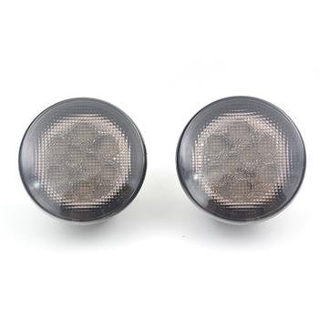 Pair 12V 4W 2000K Yellow Light Waterproof Grill Left Turn Signal LED Front Lights for 07-15 Jeep Wrangler Black