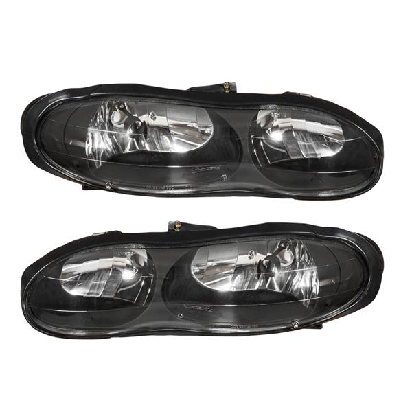 2pcs Front Left Right Car Headlights for Chevy Camaro Z28 1998-2002 Black Housing & Clear Lens