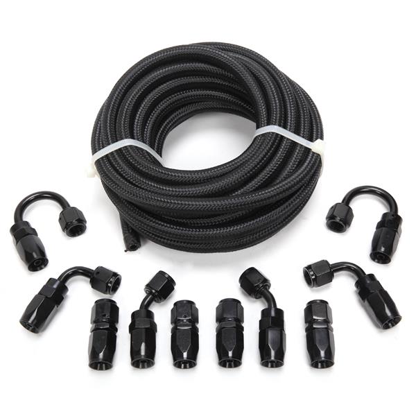 4AN 20-Foot Universal Black Fuel Pipe   10 Black Connectors