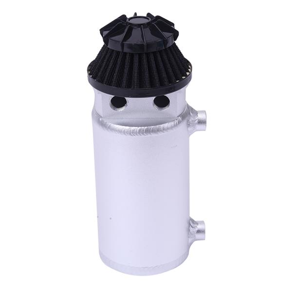 140mL Round Oil Catch Tank Double hole Oil Catch Tank with Air Filter Sliver