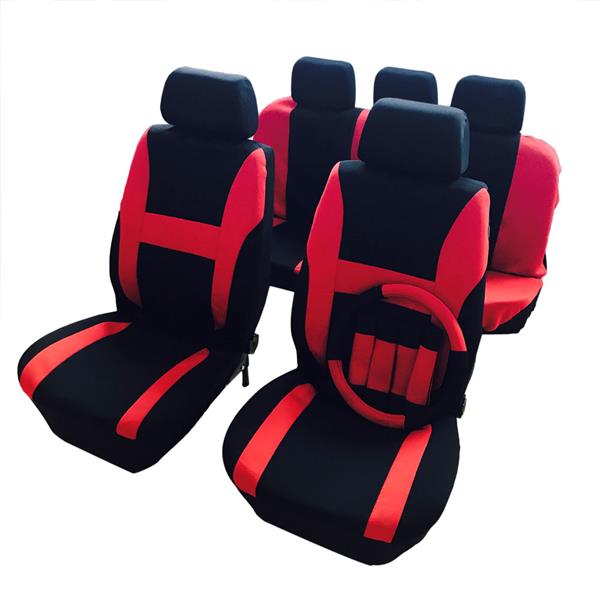 12pcs General Seasons 5 Seats Car Seat Covers Set Red & Black