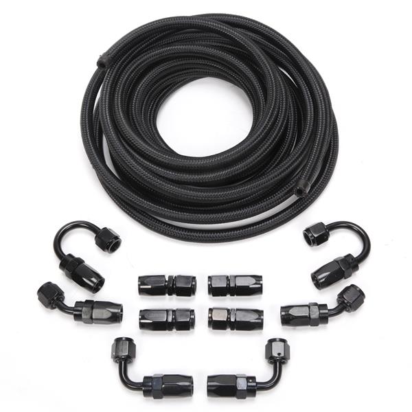 4AN 20-Foot Universal Black Fuel Pipe   10 Black Connectors