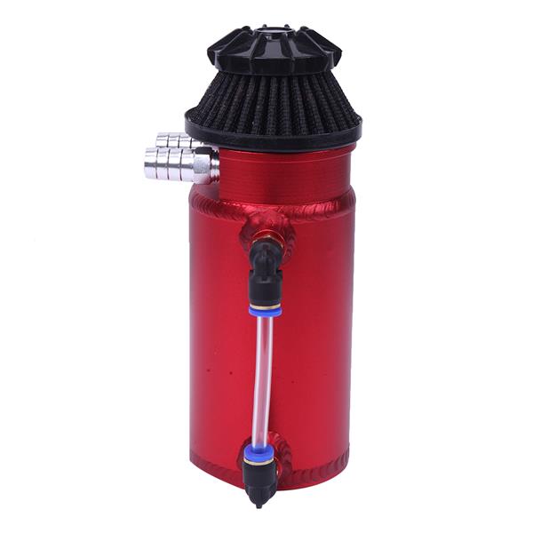 140mL Round Oil Catch Tank Double hole Oil Catch Tank with Air Filter Red