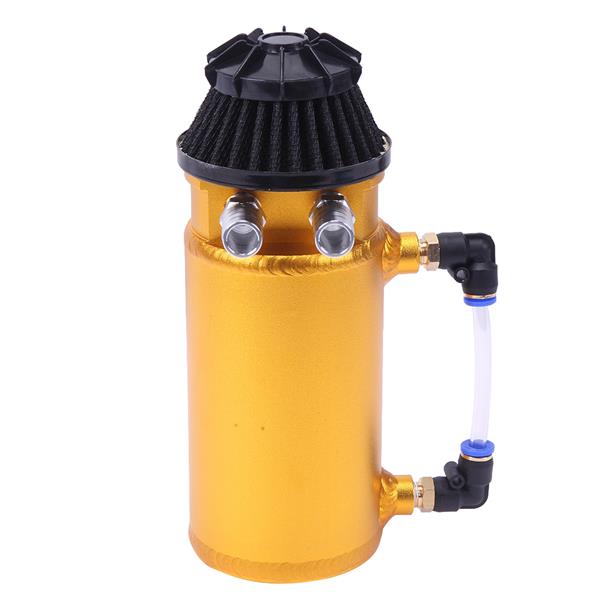 140mL Round Oil Catch Tank Double hole Oil Catch Tank with Air Filter Golden