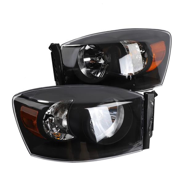 2pcs Front Left Right Headlights for Dodge RAM 1500 2006-2008/Dodge RAM 2500 3500 2006-2009 Black