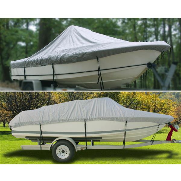 14-16ft 600D Oxford Fabric High Quality Waterproof Boat Cover with Storage Bag Gray