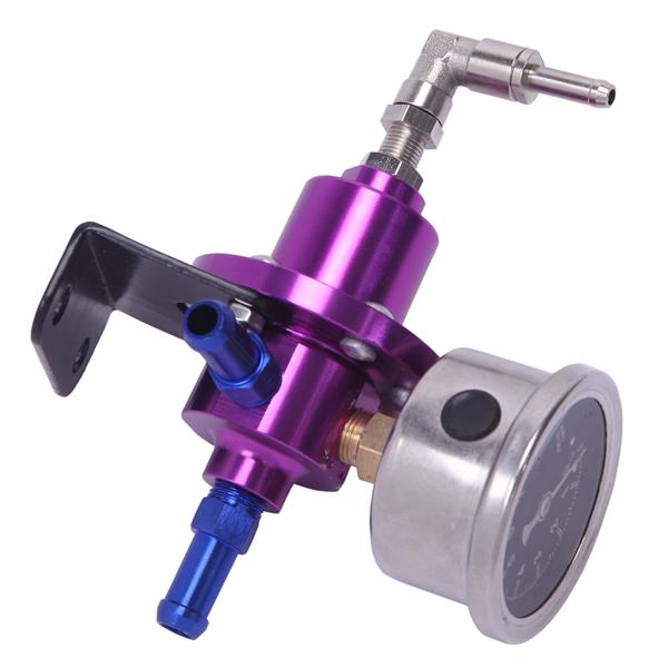 Fuel Pressure Regulator with Kpa Oil Gauge Kit Purple