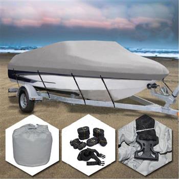 14-16ft 600D Oxford Fabric High Quality Waterproof Boat Cover with Storage Bag Gray