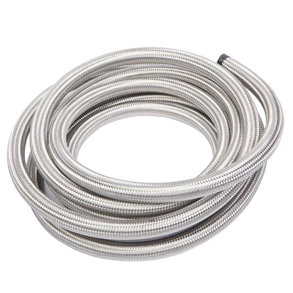 10AN 16-Foot Universal Stainless Steel Braided Fuel Hose Silver