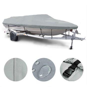 16-18ft 600D Oxford Fabric High Quality Waterproof Boat Cover with Storage Bag Gray