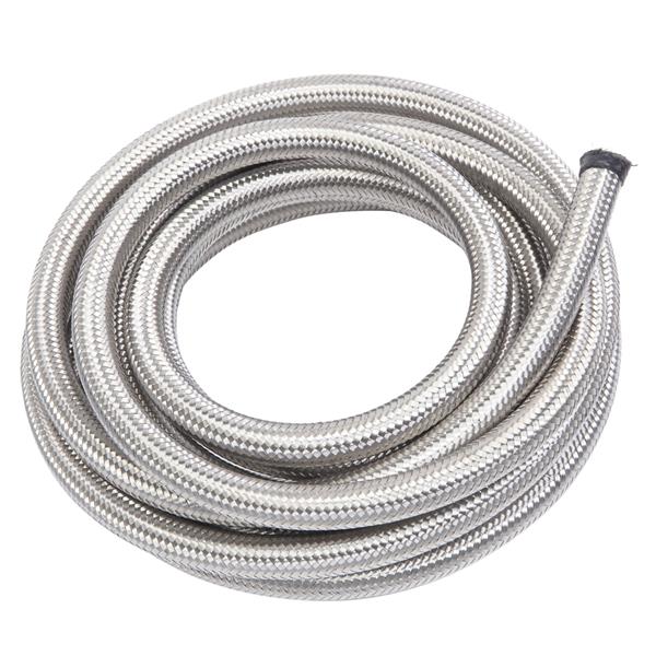 8AN 16-Foot Universal Stainless Steel Braided Fuel Hose Silver