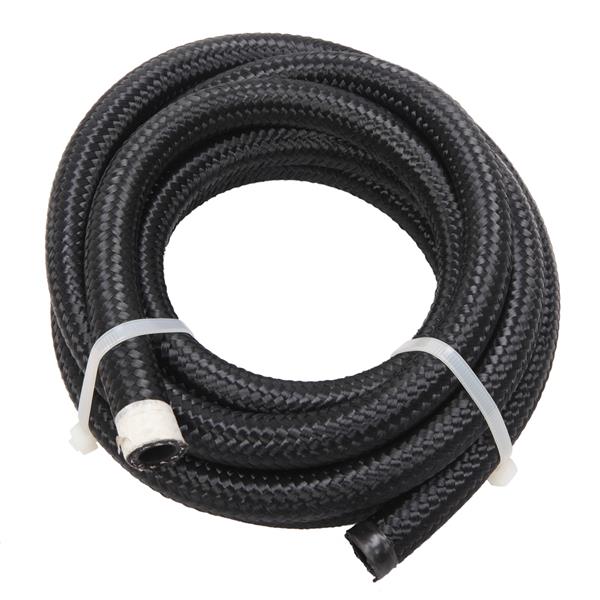 8AN 10-Foot Universal Stainless Steel Braided Fuel Hose Black