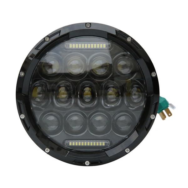 2pcs 7" 75W 13-LED 6500K White Light IP67 Waterproof LED Headlights for Motorcycles Black 