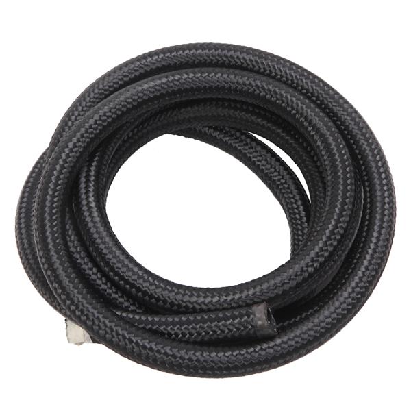 8AN 10-Foot Universal Stainless Steel Braided Fuel Hose Black