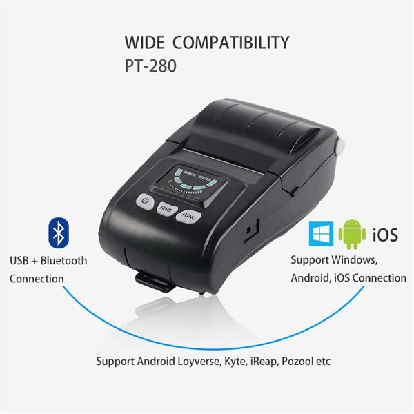 Gainscha PT-280 Steady-Selling Mobile Printer Bluetooth Printer 58mm Receipt Printing 