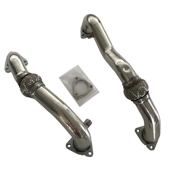 Exhaust Manifold Heavy Duty Polished Up Pipes For 2008-2010 Ford 6.4L Powerstroke Diesel No EGR