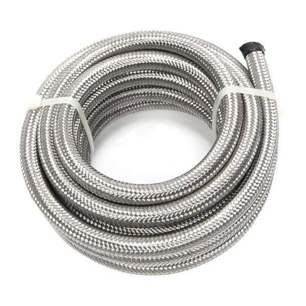 6AN 16-Foot Universal Stainless Steel Braided Fuel Hose Silver