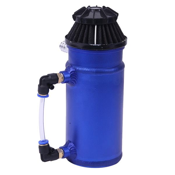 140mL Round Oil Catch Tank Double hole Oil Catch Tank with Air Filter Blue