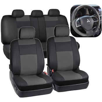 13-Piece Universal Four Seasons Auto Pillow Seat Covers Set for 5-Seat Cars Black 