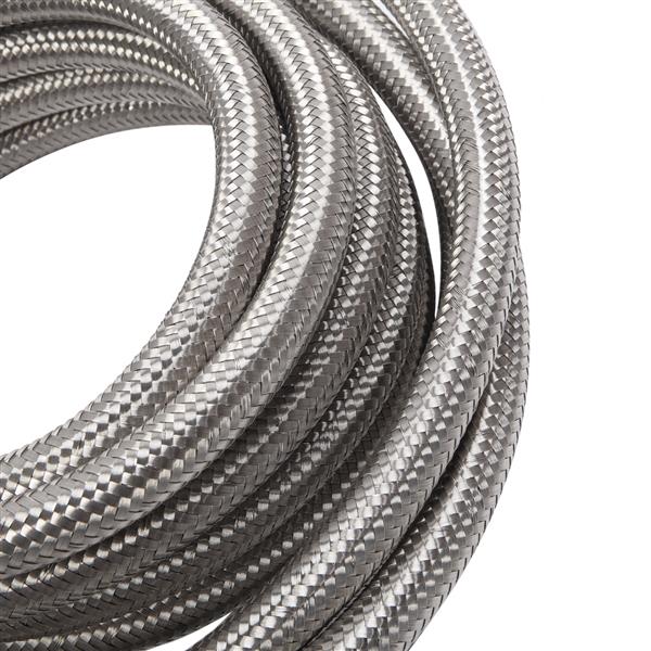 6AN 16-Foot Universal Stainless Steel Braided Fuel Hose Silver