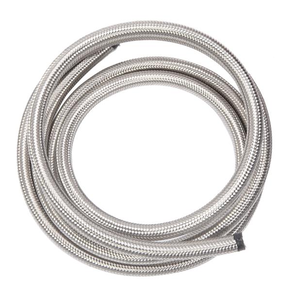 8AN 10-Foot Universal Stainless Steel Braided Fuel Hose Silver