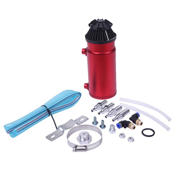 140mL Round Oil Catch Tank Double hole Oil Catch Tank with Air Filter Red