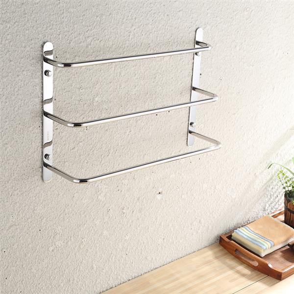 304 Stainless Steel Hand Polishing Finished Three Towel Bars Towel Rack Wall Mounted Multilayer Bathroom Accessories 17.72 inch bars KJWY003YIN-45CM