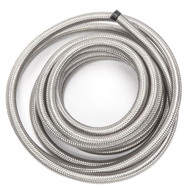 6AN 16-Foot Universal Stainless Steel Braided Fuel Hose Silver