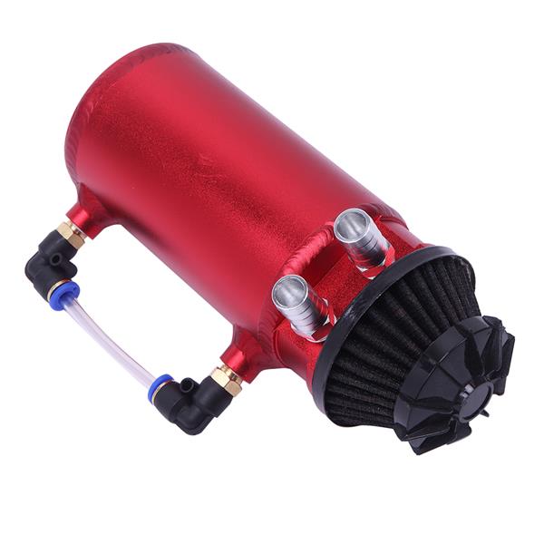 140mL Round Oil Catch Tank Double hole Oil Catch Tank with Air Filter Red